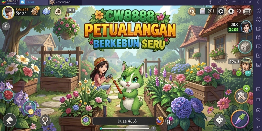 Screenshot gameplay <strong>CW8888</strong> menampilkan keindahan kebun yang dirawat dengan baik.