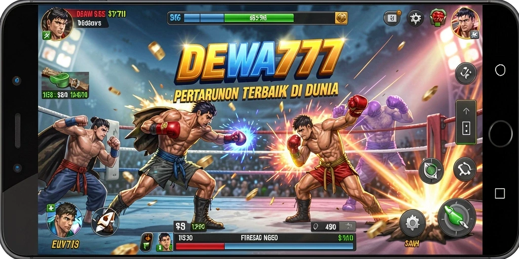Screenshot gameplay DEWA777 menampilkan pertarungan seru antara karakter yang berbeda.