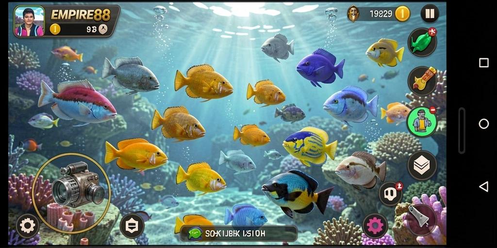 Tampilan gameplay seru dari EMPIRE88 dalam menangkap ikan.
