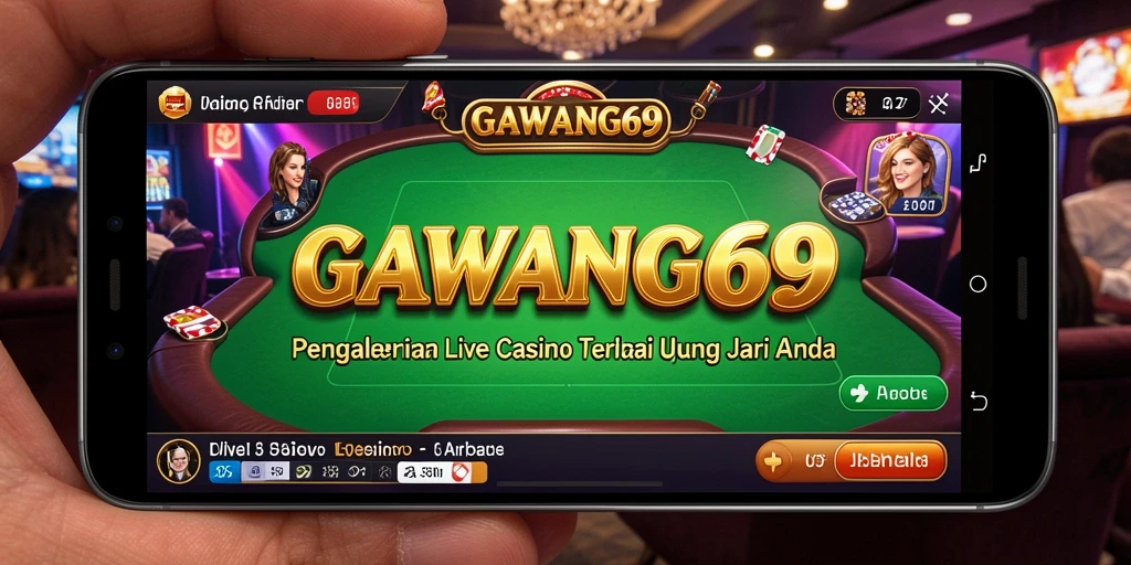 Screenshot menunjukkan dealer live yang ramah dan permainan kasino berlangsung.