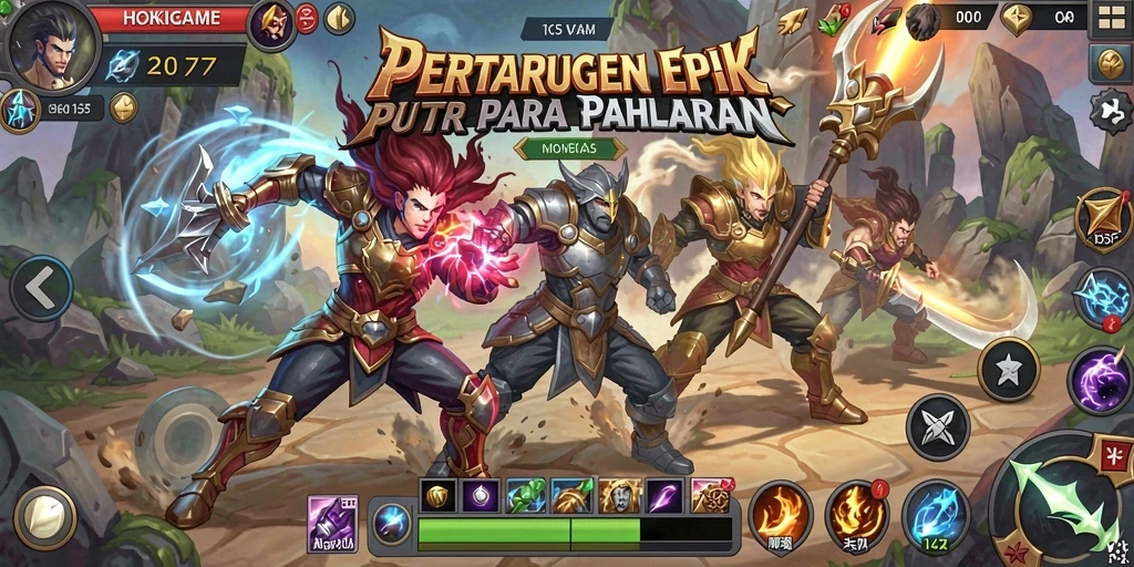 Tampilan gameplay mendebarkan dalam HOKIGAME saat karakter beraksi.