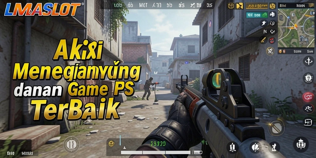 Screenshot gameplay intense dari LMBASLOT yang menampilkan aksi FPS.
