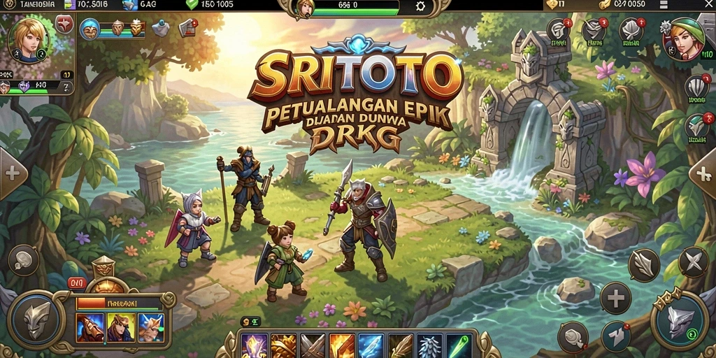 Screenshot gameplay SRITOTO menampilkan pertarungan RPG yang seru.